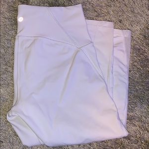 white lululemon mesh panel leggings crop size 10